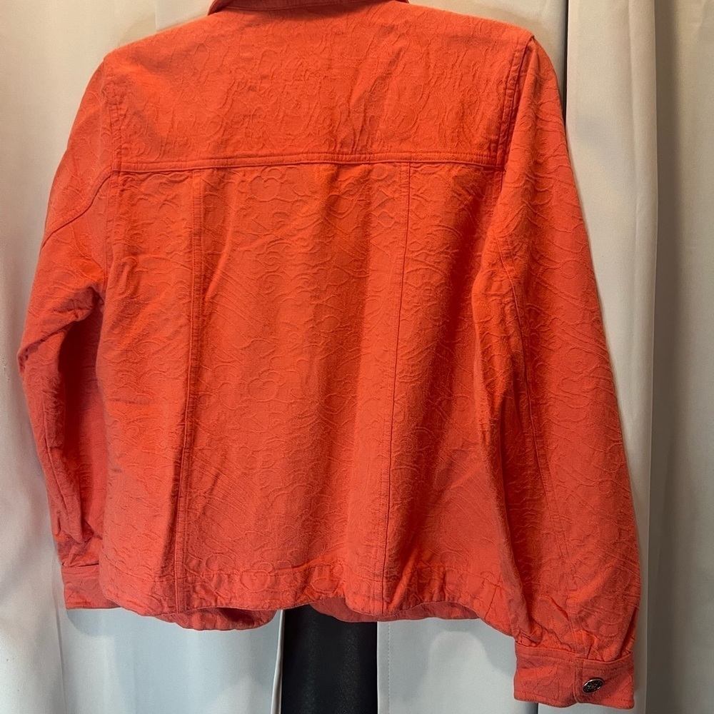 Christopher & Banks Orange Jean Jacket with Relaxed Fit - Picture 3 of 8
